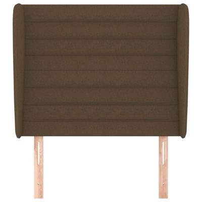 Hoofdbord met randen 83x23x118/128 cm stof donkerbruin - thumbnail