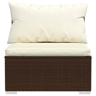 6-delige Loungeset met kussens poly rattan bruin