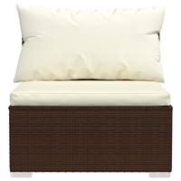 6-delige Loungeset met kussens poly rattan bruin - thumbnail