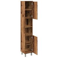 Badkamerkast 30x30x179 cm bewerkt hout oud houtkleurig - thumbnail