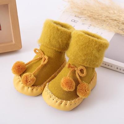 Winter baby warmer vloer sokken anti-slip baby stap sokken grootte: 14cm (geel)