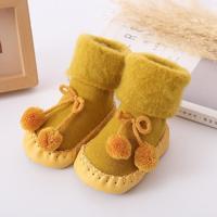 Winter baby warmer vloer sokken anti-slip baby stap sokken grootte: 14cm (geel) - thumbnail