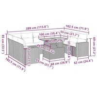 10-delige Loungeset met kussens poly rattan beige - thumbnail