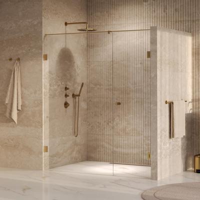 BRAUER Void Carving nisdeur 2-delig helder glas 180x200 omkeerbaar met draaideur 70 aan muur incl. glascoating PVD goud geborsteld