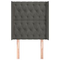 Hoofdbord met randen 147x16x118/128 cm fluweel donkergrijs - thumbnail