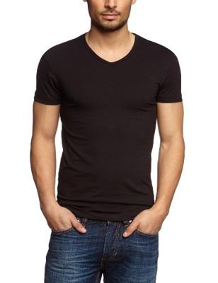 Garage T-Shirt V-neck Slimfit Black Stretch (art 0202)