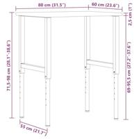 Werkbank 80x60x(71,5-98) cm eikenhout lichtbruin - thumbnail
