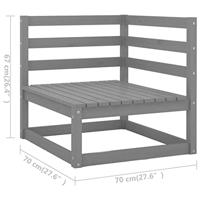 2-delige Loungeset met kussens massief grenenhout grijs - thumbnail