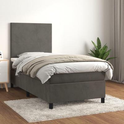 Boxspring met matras fluweel donkergrijs 90x200 cm