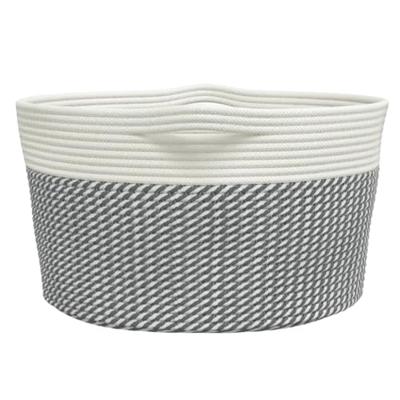 VidaXL Opbergmand ø 40x25 cm katoen grijs en wit