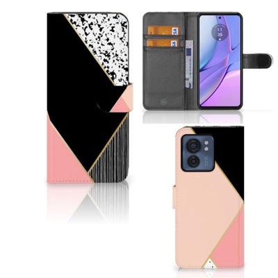 Motorola Edge 40 | Book Case | Zwart Roze Vormen