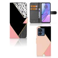 Motorola Edge 40 | Book Case | Zwart Roze Vormen - thumbnail