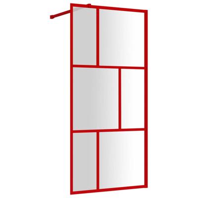 VidaXL Inloopdouchewand transparant 80x195 cm esg-glas rood