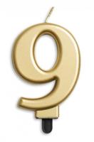 Kaars 9 jaar goudkleurig luxe - thumbnail