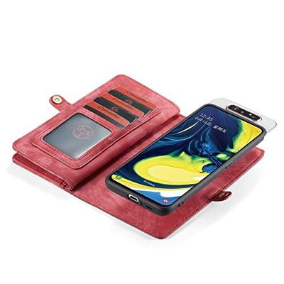 Caseme - vintage 2 in 1 portemonnee hoes - Samsung Galaxy A80 - Rood