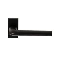 Hardbrass Deurkruk Samos op rechthoekig rozet - zwart - thumbnail
