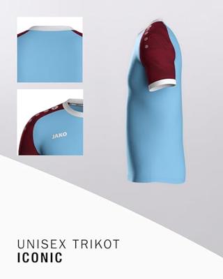 JAKO 4224 Shirt Iconic Km - Zachtblauw/Wijnrood - S