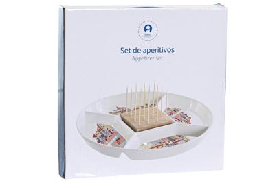 Set voor voorgerechtjes DKD Home Decor 23,5 x 23,5 x 7 cm Rood Blauw Wit Keramiek Mediterrane Huizen