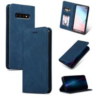 Retro huid voelen Business magnetische horizontale Flip lederen case voor Samsung Galaxy S10 plus (marineblauw) - thumbnail