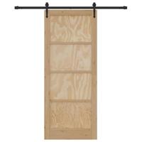 Schuifdeur met Hardware Set 86x211 cm Van Massief Vurenhout - thumbnail