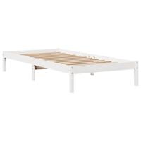 Bedframe zonder matras massief grenenhout wit 150x200 cm - thumbnail