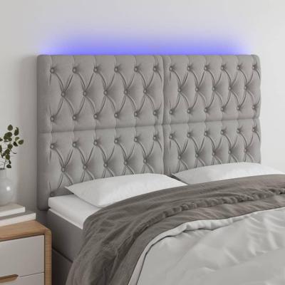 Hoofdbord LED 144x7x118/128 cm stof lichtgrijs
