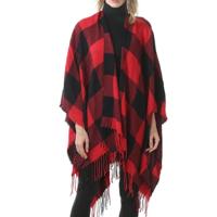 Mode klassieke Split geruite sjaal omzoomde verdikking imitatie kasjmier mantel (P398) - thumbnail