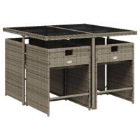 5-delige Tuinset met kussens poly rattan grijs - thumbnail