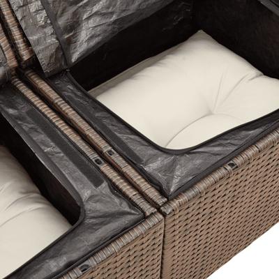 4-delige Loungeset met kussens poly rattan bruin - thumbnail