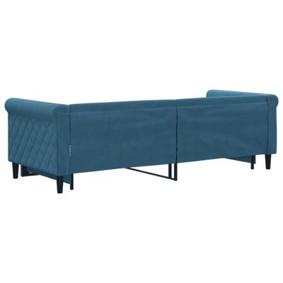 Slaapbank met onderschuifbed 80x200 cm fluweel blauw