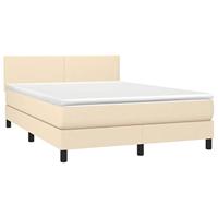 Boxspring met matras en LED stof crèmekleurig 140x190 cm - thumbnail