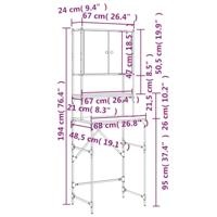 VidaXL Wasmachinekast 68x48,5x194 cm bruin eikenkleur - thumbnail
