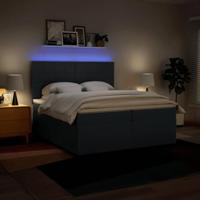 Boxspring met matras stof blauw 200x200 cm - thumbnail