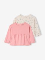 Set van 2 T-shirts met lange mouwen baby rozen - thumbnail