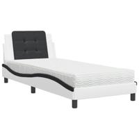 Bed met matras kunstleer zwart en wit 90x200 cm - thumbnail