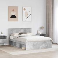 Bedframe met hoofdeinde Beton 140 x 190 cm Bewerkt hout - thumbnail