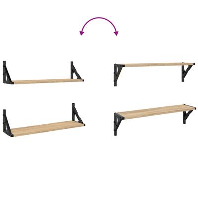Wandschappen 2 st 60x15x15,5 cm sonoma eikenkleurig
