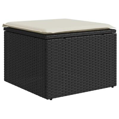 9-delige Loungeset met kussens poly rattan acacia zwart