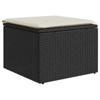 9-delige Loungeset met kussens poly rattan acacia zwart - thumbnail