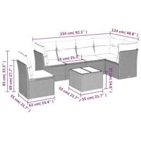 7-delige Loungeset met kussens poly rattan zwart - thumbnail