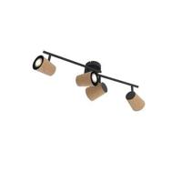 QAZQA Plafondspot zwart met kurk kap 4-lichts verstelbaar - Corky - thumbnail