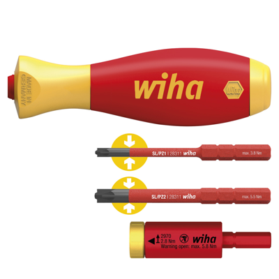 Wiha 41478 | Momentset easyTorque adapter electric | met slimVario® houder en slimBits SL/PZ | 4-delig - 41478