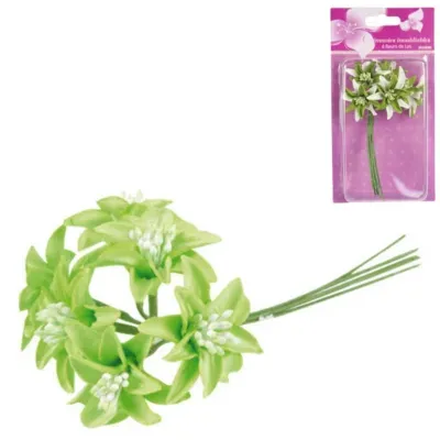 Decoratiebloem groen 13 cm set van 6 | 24 stuks