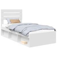 Bedframe met hoofdeinde Wit 90 x 200 cm Massief grenenhout - thumbnail