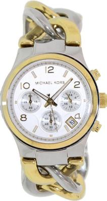 Michael Kors Dames MK3199 Runway Two Tone Twisted Steel Link Armband Chronograaf Horloge