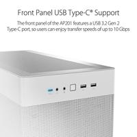 Asus Prime AP201 MicroATX Mini-tower PC-behuizing Wit - thumbnail