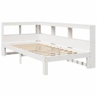 Bed met boekenkast zonder matras grenenhout wit 75x190 cm - thumbnail