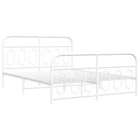 Bedframe met hoofd- en voeteneinde metaal wit 150x200 cm - thumbnail