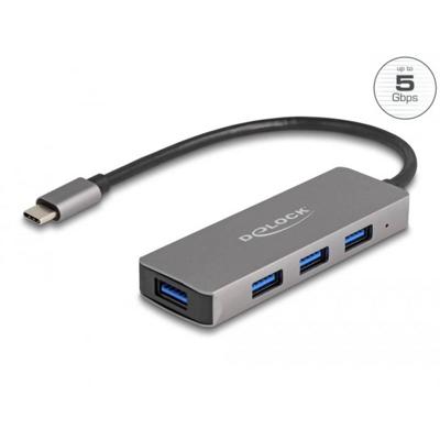 Delock 63173 USB-C (USB 3.2 Gen 1) multiport hub Zwart
