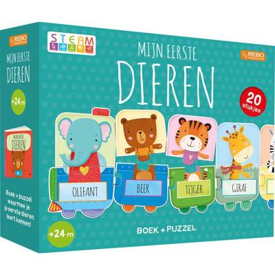 Rebo dieren - boek + puzzeltrein